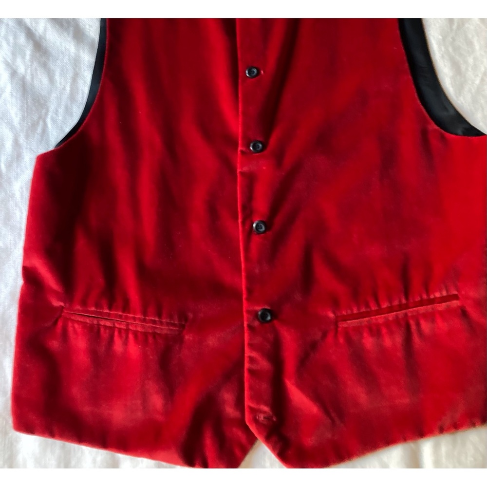 Just in Time for the Holidays mens scarlet red velvet four button up vest